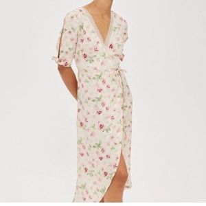 Topshop floral wrap midi dress